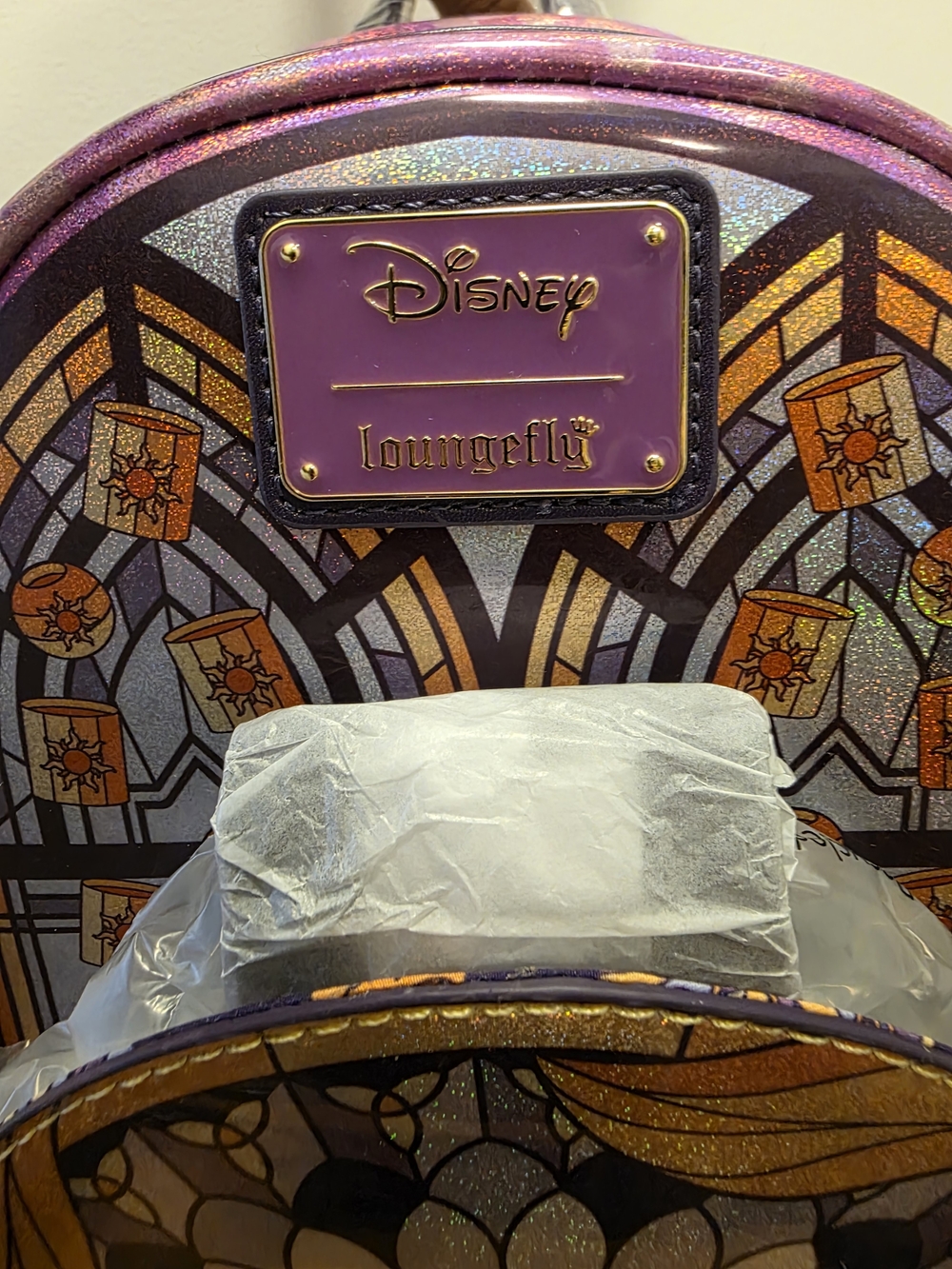 Disney Loungefly Exclusive Rapunzel Stained Glass Mini Backpack - Purple & Gold - Picture 5 of 5
